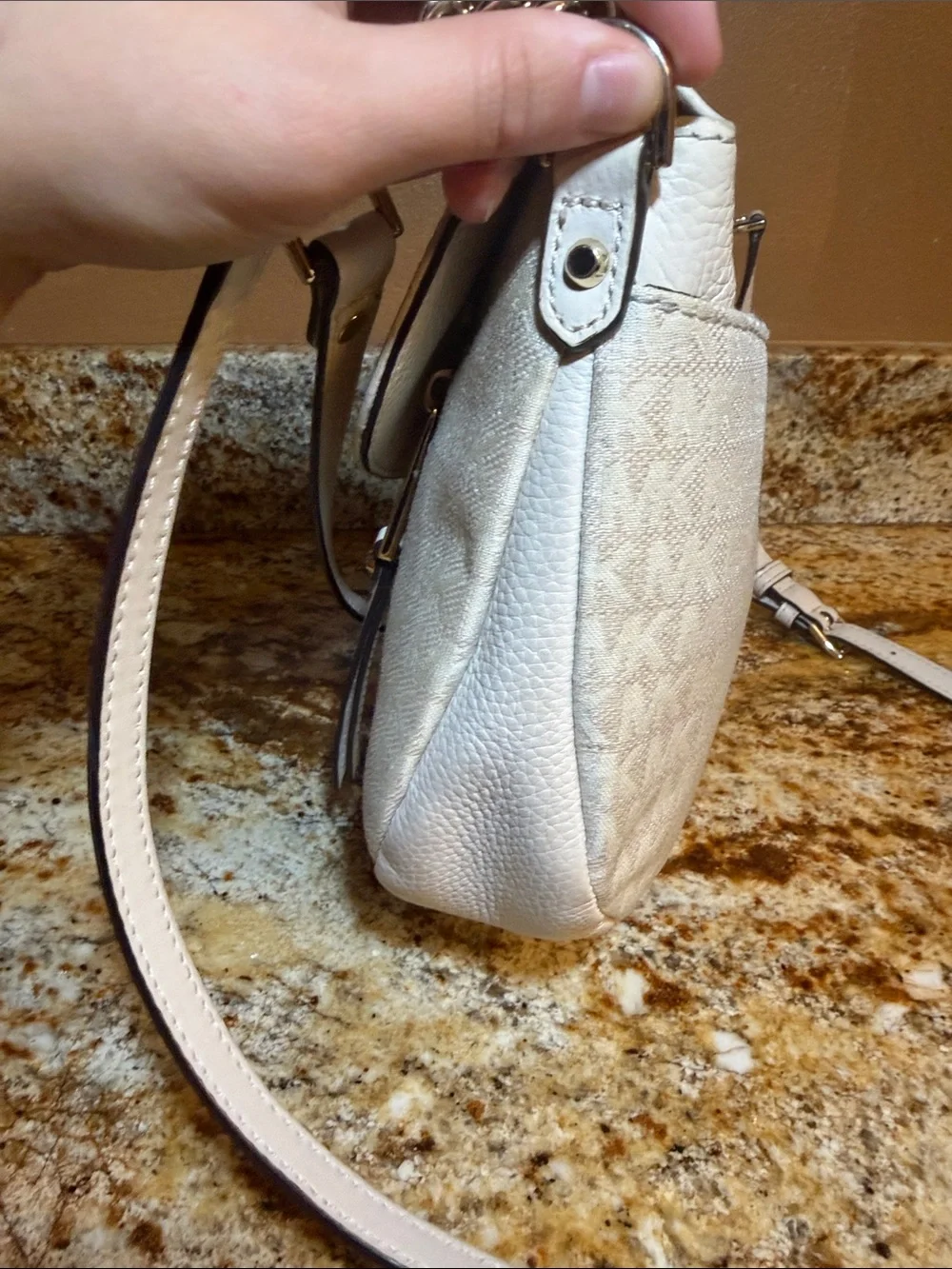 Michael Kors Cream Crossbody Saddle Bag with Gold Hardware